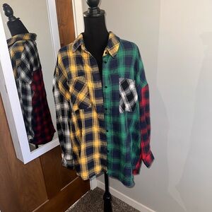 Women's Multicolor Plaid Button Down Shirt